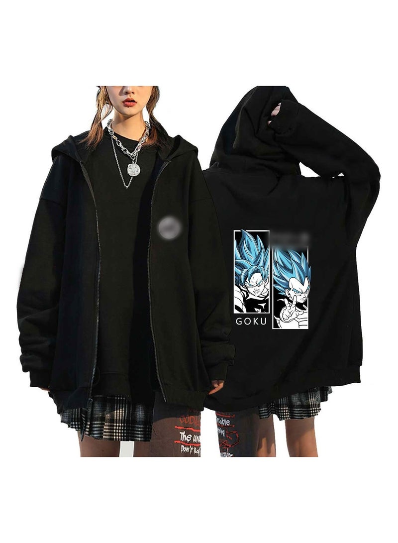 KUYING New Loose Hooded Cardigan Sweatshirt With Dragon Ball Print Zipper Jacket  - Image 1