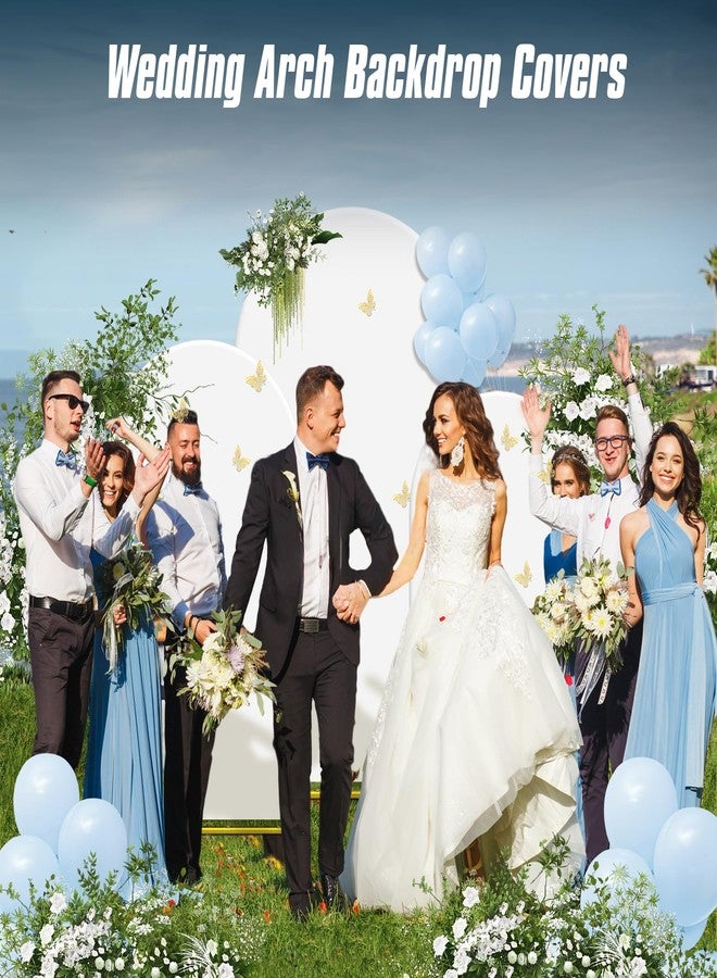 LIFENCE Wedding Arch Stand Covers Stretchy Backdrop(4ft/5/6ft) Set of 3 Double Color Spandex Fitted Arch Covers Round Top Chiara Arch Backdrop Stands Cover for Birthday Party & Banquet Showers(White+Ivory) - Image 2