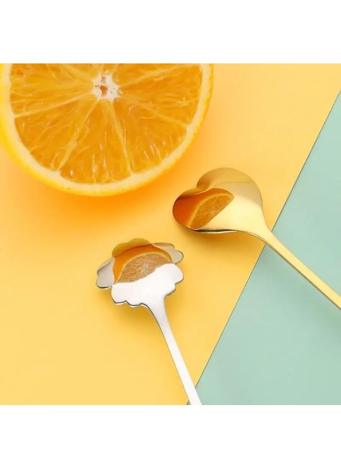 Pamidhar Pamidhar 4pcsSet Long Handle Flowers Shaped Stirring Spoon Flatware Ice Tea Dessert Spoon Kitchen Accessories Pack of 1  - Image 4