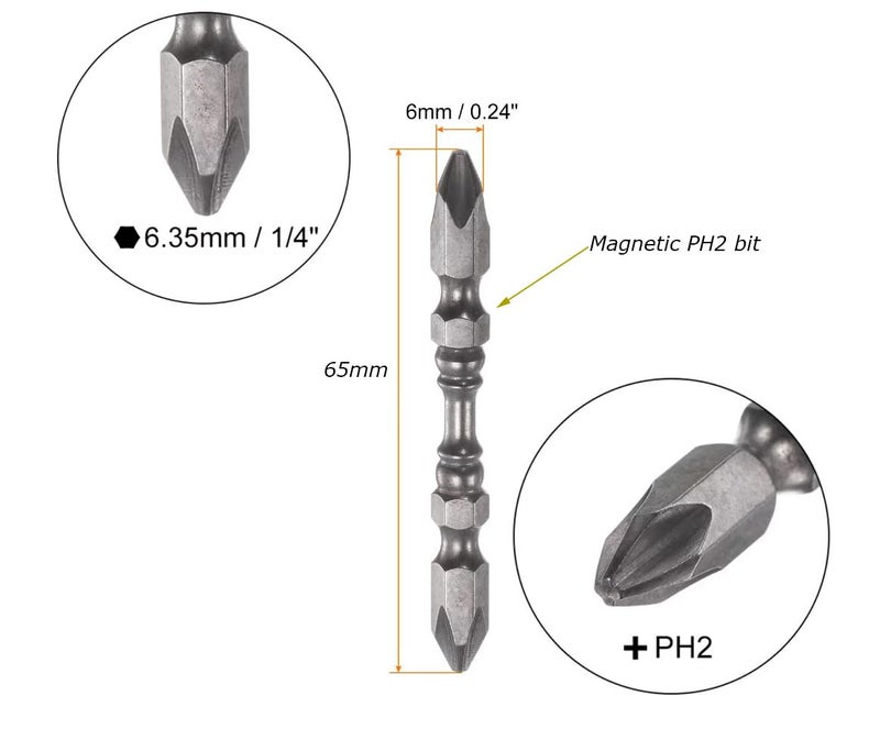 Inditrust Inditrust 10 PIECES S2 ALLOY BITS PH2 Magnetic Screwdriver Bit Set Disco Bit 14Inch Hex Shank Cross Screw  - Image 3