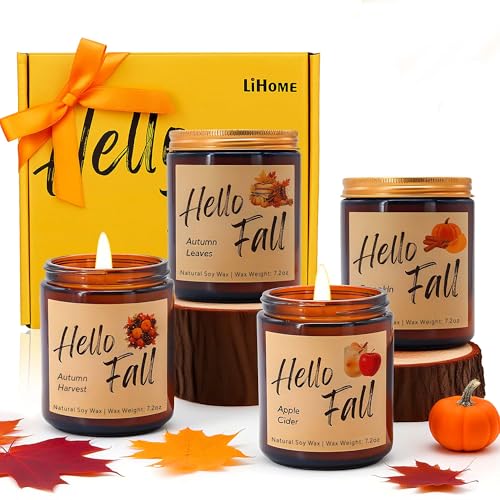 Lihome Fall Candles, Fall Decorations for Home - Fall Gifts for Women, Natural Soy Wax Scented Candles Set(4pcs) - Image 1