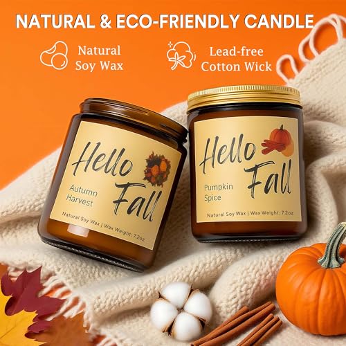 Lihome Fall Candles, Fall Decorations for Home - Fall Gifts for Women, Natural Soy Wax Scented Candles Set(4pcs) - Image 4