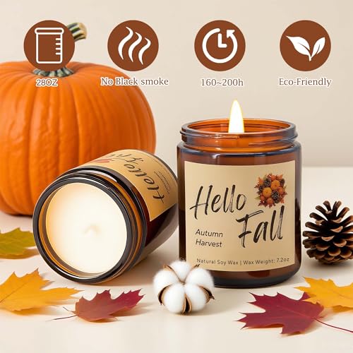 Lihome Fall Candles, Fall Decorations for Home - Fall Gifts for Women, Natural Soy Wax Scented Candles Set(4pcs) - Image 2