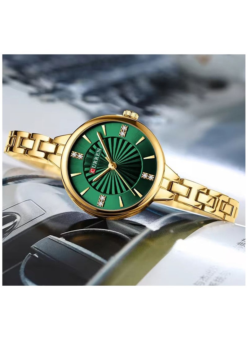 CURREN Stainless Steel Elegant Design Dual Tone Analog Quartz Wrist Watch with Date For Women 9097L Gold  - Image 3