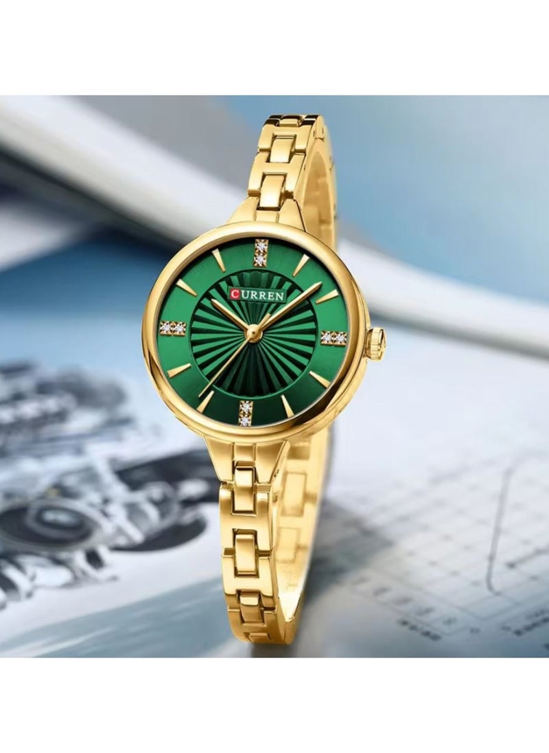 CURREN Stainless Steel Elegant Design Dual Tone Analog Quartz Wrist Watch with Date For Women 9097L Gold  - Image 4