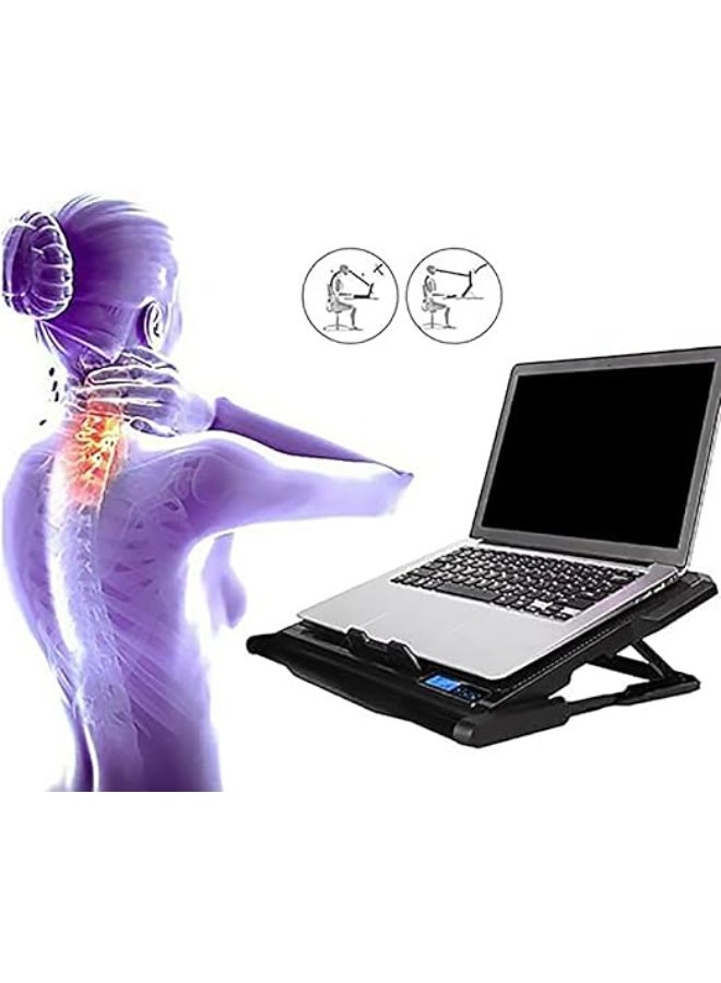 حامل ومبرد لابتوب - مروحة تبريد بإضاءة خلفية وتصميم قابل للطي - عملي ومريح للاستخدام اليومي والألعاب - Image 2