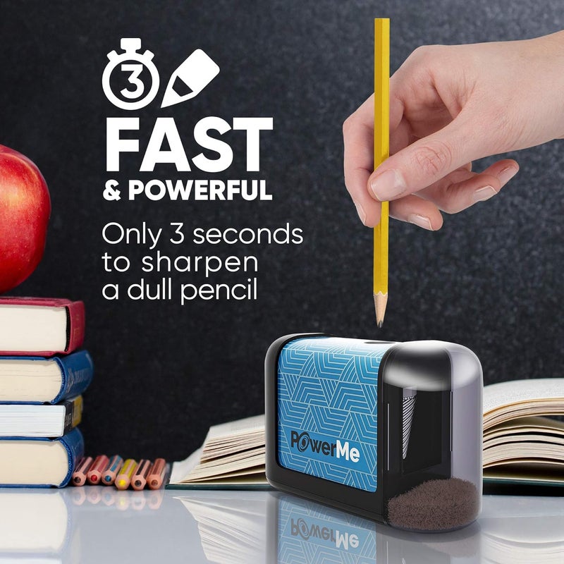 PowerMe مبراة أقلام كهربائية تعمل بالبطارية للأطفال، المدرسة، المنزل، المكتب - لأقلام رقم 2 وأقلام ملونة - Image 4