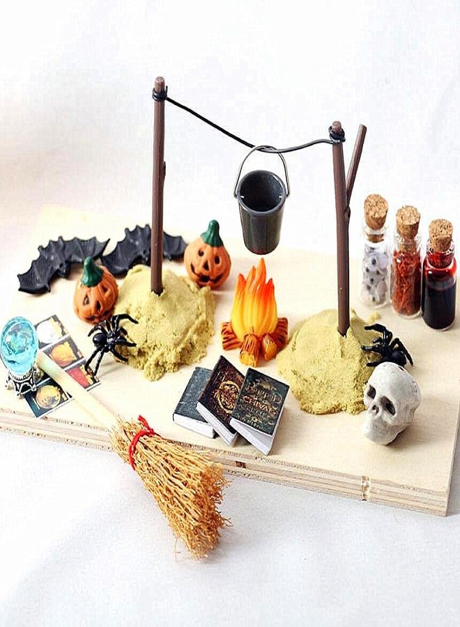 EatingBiting 1:12 Scale 1/12 mini Furniture minihouse 22Pcs Halloween Horror Decoration Set Miniature Home Furniture Miniature Tower Wooden mini House - Image 1