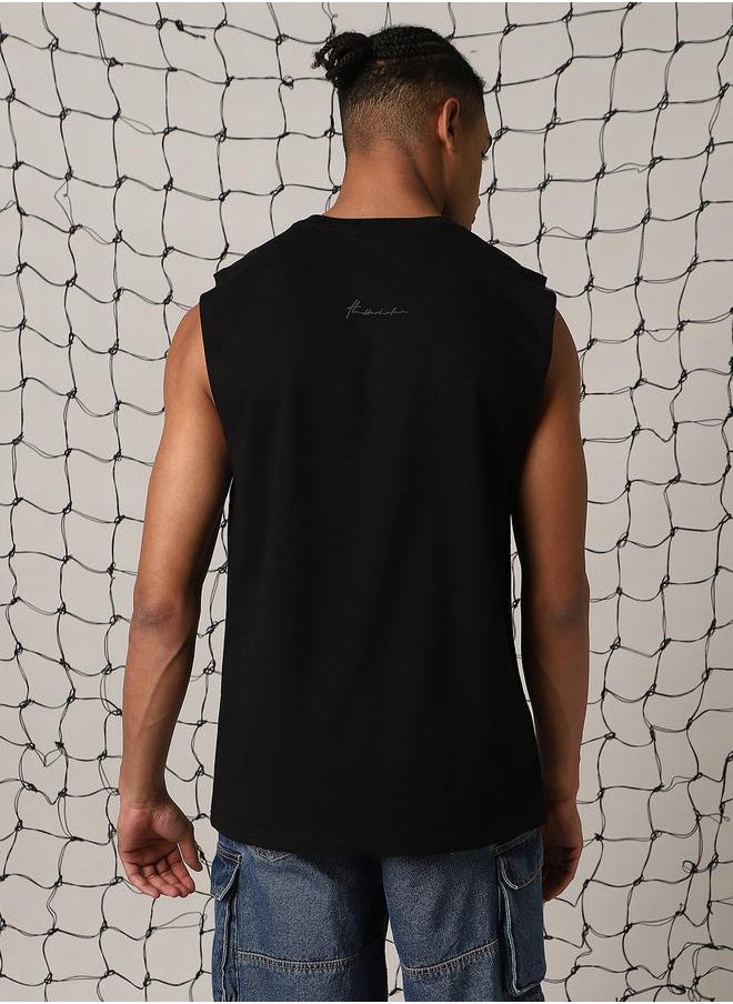 Hubberholme Men Solid Sleeveless T-shirt  - Image 3
