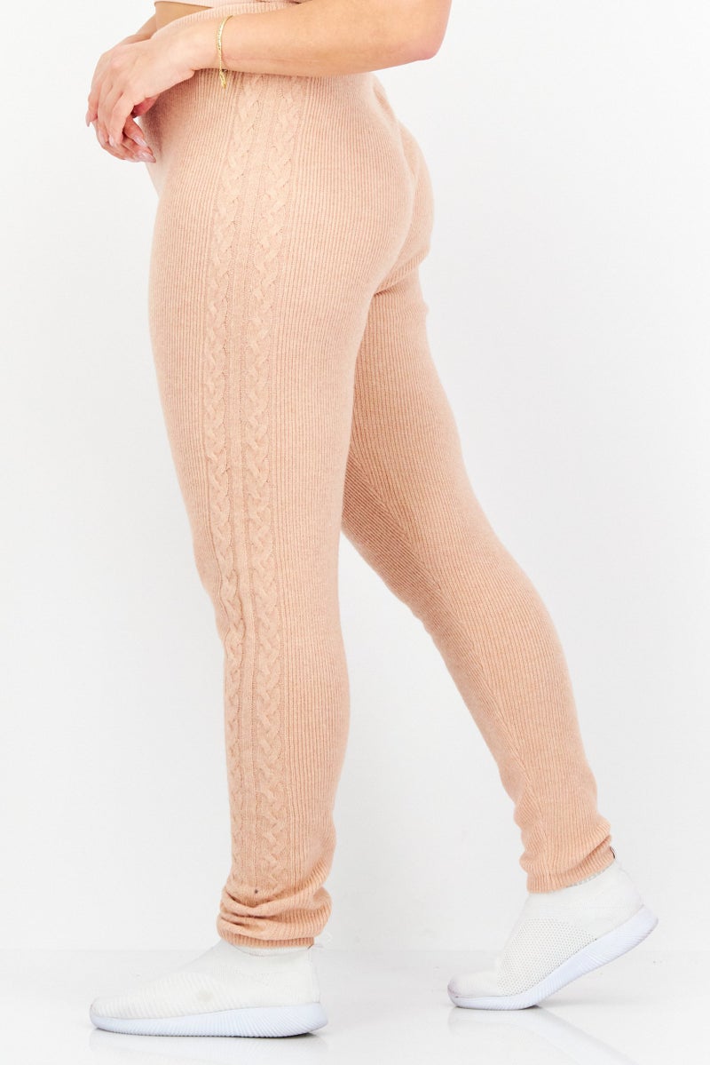 GUESS Women Regular Fit Cable Knit Stretchable Pants, Peach  - Image 2