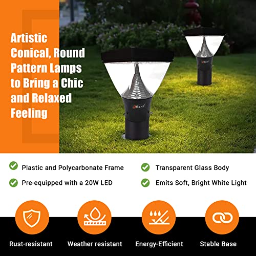BENE Luna Garden Light, Plain Glass Fitted with Warm White 20W LED, Multipurpose Waterproof Main Gate Lamp for Garden, Terrace, Yard, Patio and Fence, Black, 18cm, Pack of 2 - Image 2