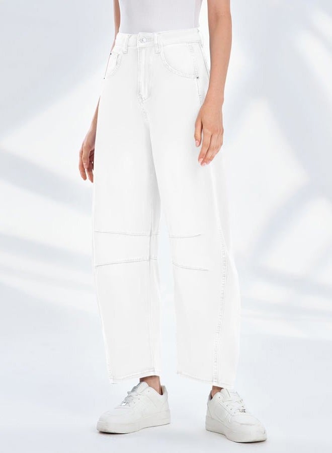 PLNOTME Women's Baggy Boyfriend Jeans Vintage Wide Leg Mid Rise Barrel Denim Ankle Pants - Image 3