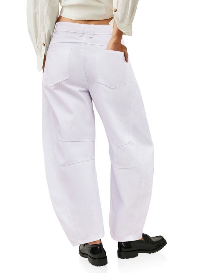 PLNOTME Women's Baggy Boyfriend Jeans Vintage Wide Leg Mid Rise Barrel Denim Ankle Pants - Image 5