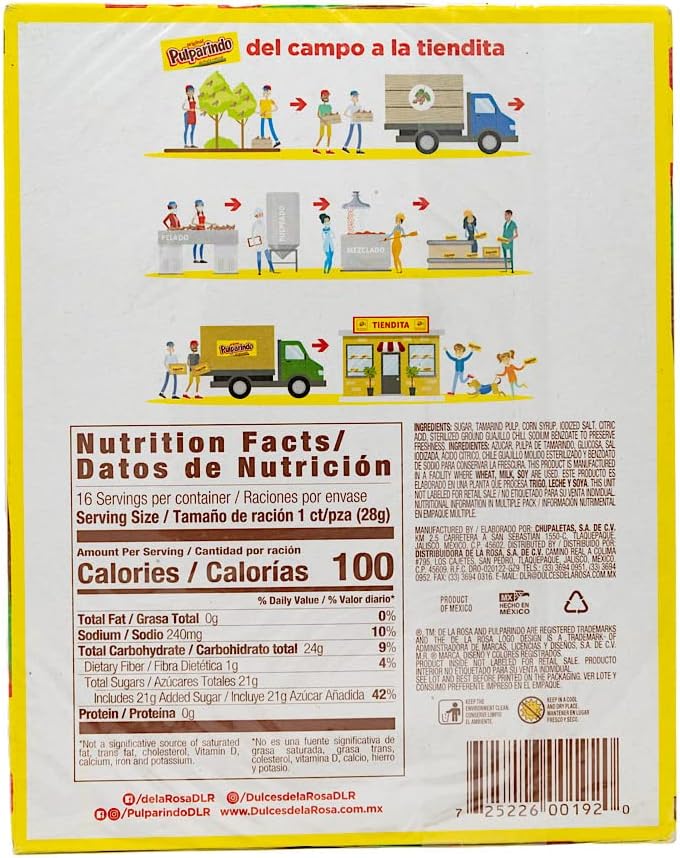 De la Rosa Pulparindo Giant Original Tamarind Candy - 20 Pack - Image 2