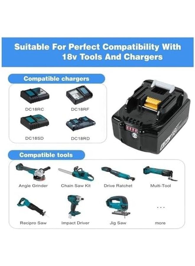 18V 6.0Ah High Capacity Rechargeable Battery With 3A Fast Charger Compatible For BL1830 BL1830B BL1840 Series - Image 3