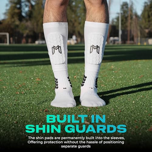 MediCaptain Mini Shin Guards Soccer – Built in Mini Shin Pad Sleeves for Men, Women, Teens – Small Shin Guards - Lightweight, Breathable, Shin Defender Leg Protection (White, Maxi (5.5 x 2.8 in)) - Image 3