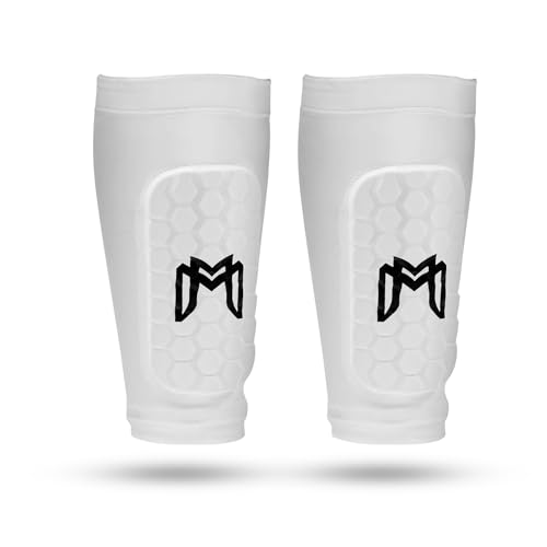 MediCaptain Mini Shin Guards Soccer – Built in Mini Shin Pad Sleeves for Men, Women, Teens – Small Shin Guards - Lightweight, Breathable, Shin Defender Leg Protection (White, Maxi (5.5 x 2.8 in)) - Image 1