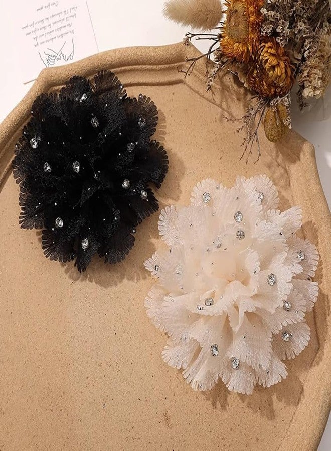 Melodio 2PCS Chiffon Flower Hair Claw Clip for Women, Large Fabric Floral Hair Accessories, Elegant Non-Slip Jaw Claw for Thick Hair, Stylish Updo Hair Clamp - Image 5