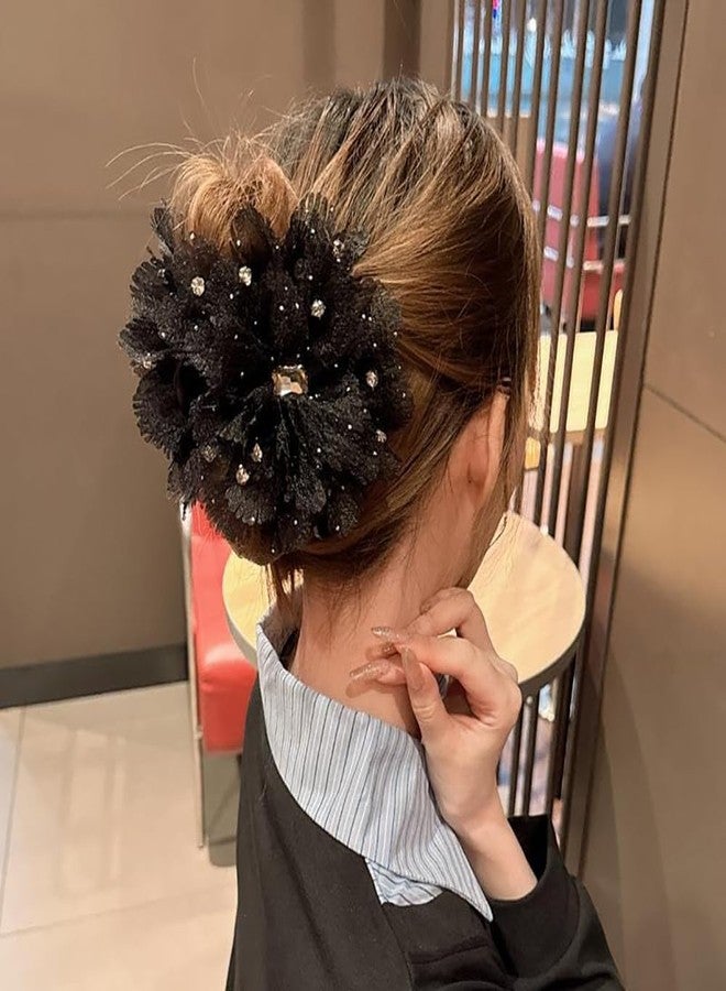 Melodio 2PCS Chiffon Flower Hair Claw Clip for Women, Large Fabric Floral Hair Accessories, Elegant Non-Slip Jaw Claw for Thick Hair, Stylish Updo Hair Clamp - Image 3