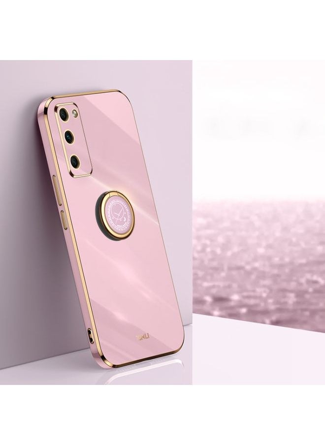 HuHa Case Cover For Honor 30 Youth XINLI Straight 6D Plating Gold Edge TPU Shockproof Case with Ring Holder Cherry Purple 