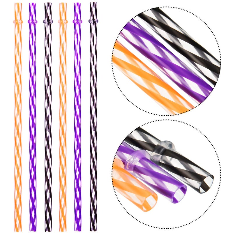 Jovitec 60 Pieces Halloween Straws Plastic Reusable Straw with Straw Cleaning Brush for Halloween Party Family Supply  9 Inches (Halloween Color) - Image 4