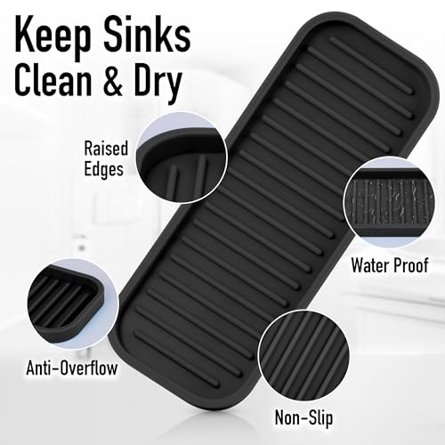 Zulay Kitchen (9x3.5) Silicone Sponge Holder for Kitchen Sink - Flexible Multipurpose Soap Tray Sponge Holder - Sink Organizer Tray for, Bathroom, Makeup, Trinkets & More (Black) - Image 4