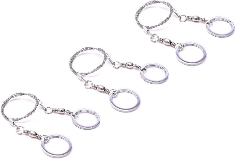 Lyka Distribution 3 Pack Wire Saw Survival I Stainless Steel Pocket Chainsaw Backpacking Gear I 22 Inch Light Weight Cable Cutting String I Emergency Camping Chainsaw Rope Kit for Cutting Trees & Wood - Image 1