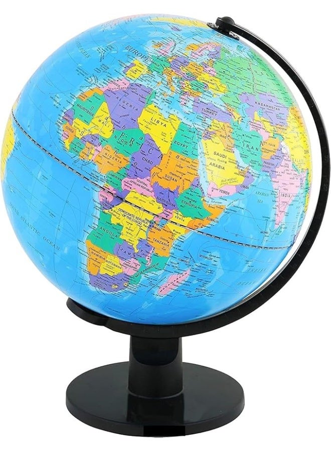 Terabyte World Globe Political Map Globe - English Map - Educational|Geographic|Modern Desktop Decoration - Stainless Steel Arc And plastic Base - School, Home,Office, 18.2cm - Image 1