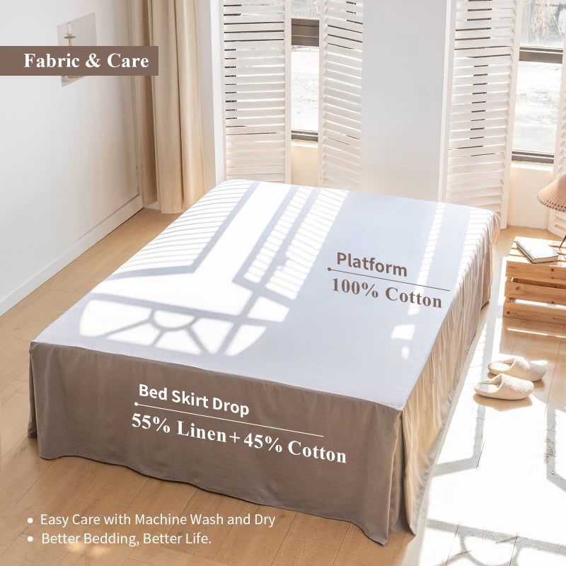 BISELINA BISELINA French Linen Bed Skirt with Pleated Corner 22-Inch Tailored Drop Natural Flax Cotton Blend Basic Dust Ruffle Soft Cozy Farmhouse Bedding (22"" King  Basic Grey)  - Image 3