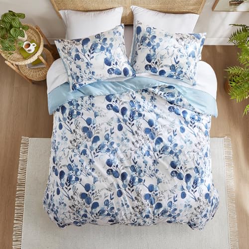 Regency Heights Lightweight Seersucker Botanical King Size Comforter Set, 3 Pieces Reversible Design Bed Comforter, Premium Microfiber Bedding Set, Comforter and Shams Set, Blue - Image 2