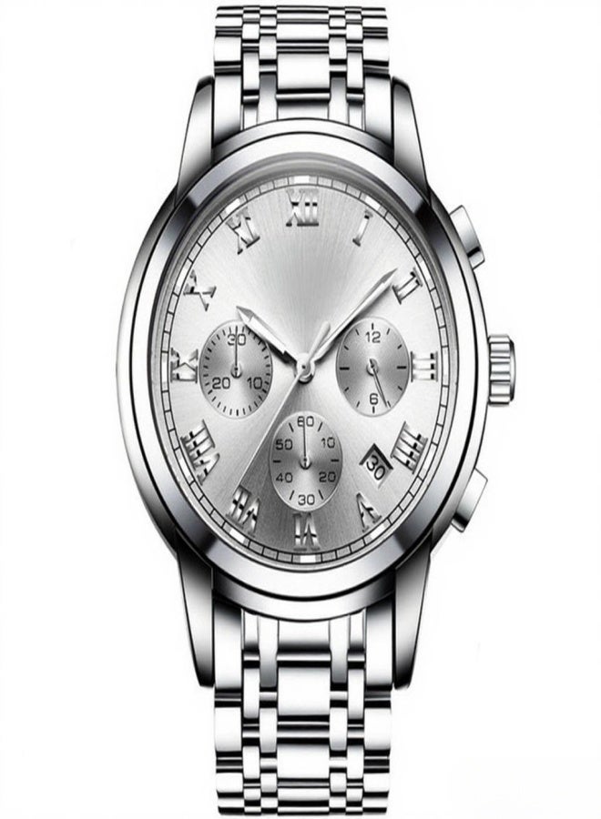 ساعة رجالية 9810 كوارتز، ساعة يد بسيطة للأعمال، مزودة بتقويم، عرض التاريخ، الساعة، الدقيقة، الثانية، مؤقت، مقاومة للماء حتى 3 ضغط جوي، ساعة رجالية عصرية غير رسمية.