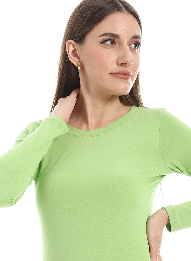 Andora Round Neck Slip On Pistachio Basic Top_Green - Image 4