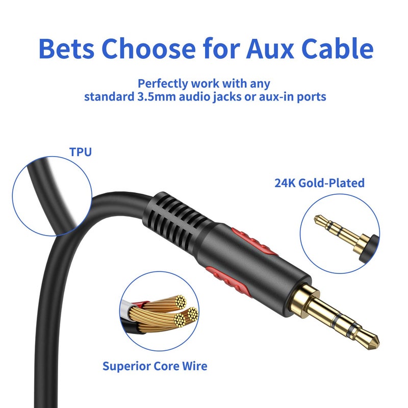 LDKCOK 3.5mm Male to Male Audio Aux Cable 6ft, AUX Cable for Beats Headphones, iPods, iPhones, iPads, Home/Car Stereos and More - Image 5