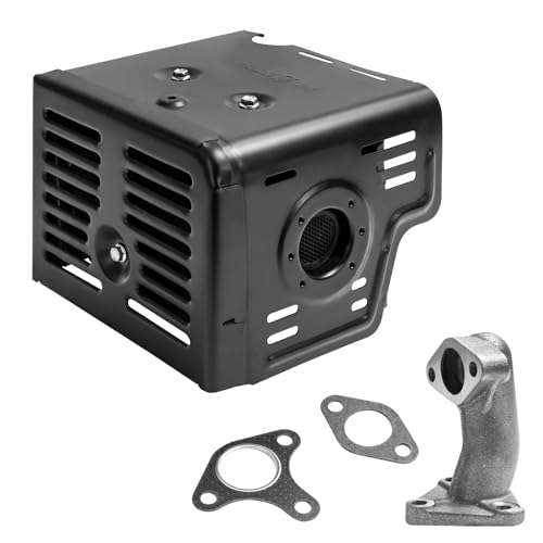 Sutmorly Muffler Exhaust Kit Assembly Fits Honda GX340 GX390 GX420 11HP 13HP 16HP Harbor Freight 420 Engine Water Pump Snowblower Pressure Washer with Head Shield Manifold and Two Gaskets, No nuts - Image 1