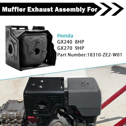 Sutmorly Muffler Exhaust Kit Assembly Fits Honda GX340 GX390 GX420 11HP 13HP 16HP Harbor Freight 420 Engine Water Pump Snowblower Pressure Washer with Head Shield Manifold and Two Gaskets, No nuts - Image 4