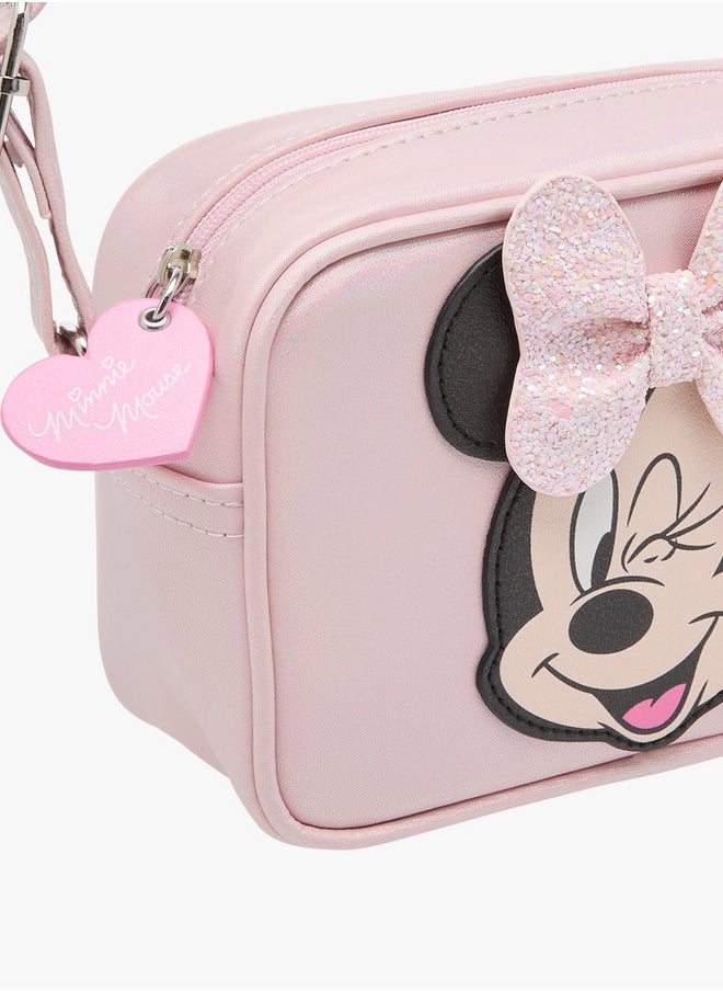 Disney Girls Minnie Mouse Print Crossbody Bag with Zip Closure and Adjustable Strap  - Image 4