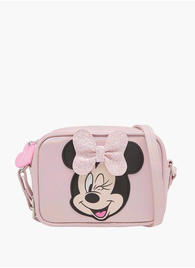 Disney Girls Minnie Mouse Print Crossbody Bag with Zip Closure and Adjustable Strap  - Image 1