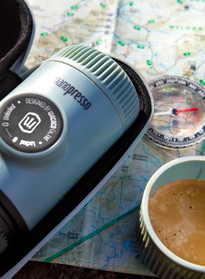 WACACO Nanopresso Portable Espresso Maker Bundled with Protective Case Arctic Blue Arctic Blue