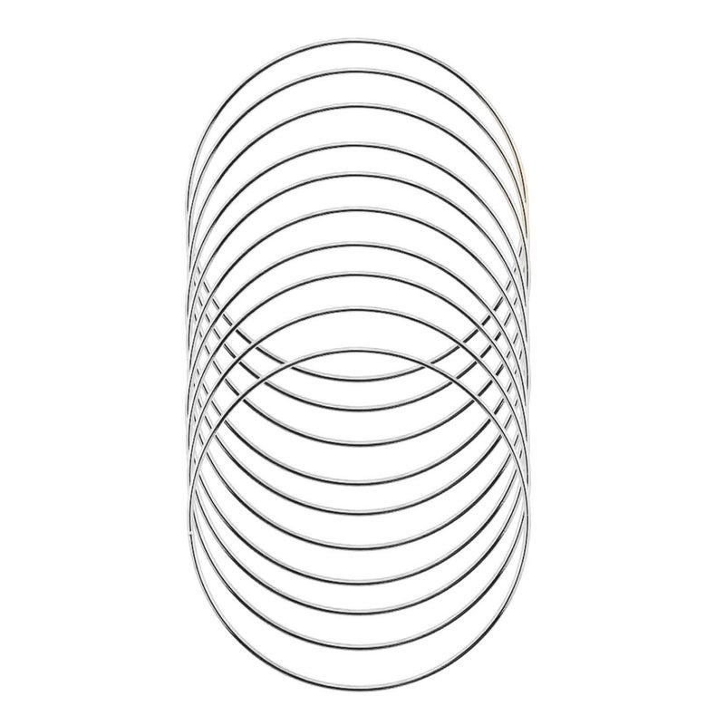 SUNTQ Macrame Hoops Ring for Dream Catcher Metal Crafts Round Brass Plated 5.5inch(Silver,Pack of 10) - Image 1