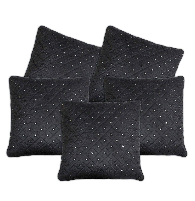 IM FAB Black Silk Quilted Mirror Cushion Cover (16X16 inch or 40X40 cms) - Image 4