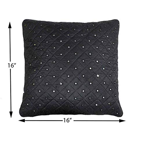IM FAB Black Silk Quilted Mirror Cushion Cover (16X16 inch or 40X40 cms) - Image 2