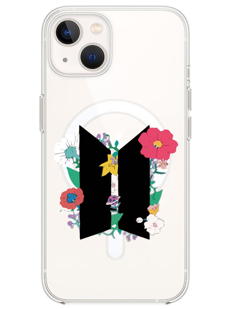 Theodor Magnetic Case for iPhone 14 6.1-inch Compatible with MagSafe Wireless Charging, Shockproof Phone Bumper Cover BTS floral B - Image 1