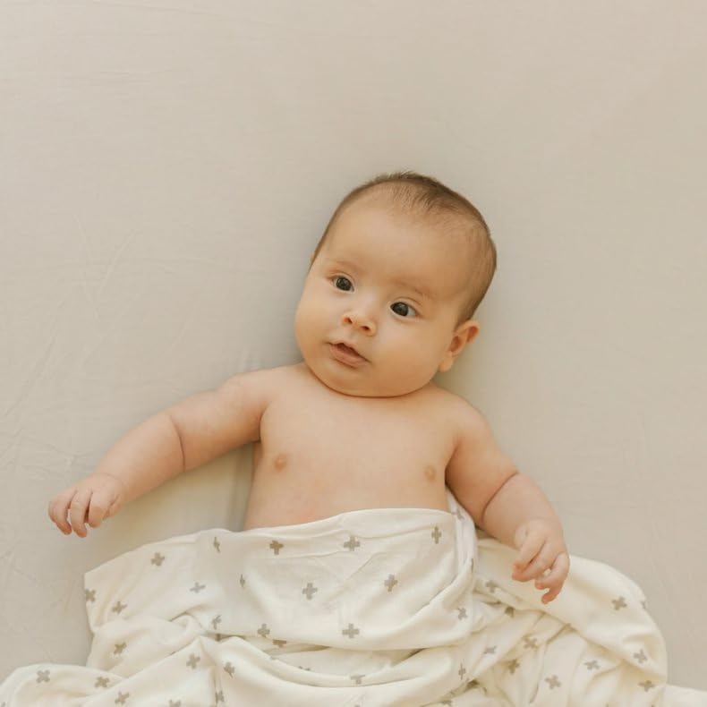 Little Unicorn Stretch Knit Crib Sheet - Pebble - Image 3