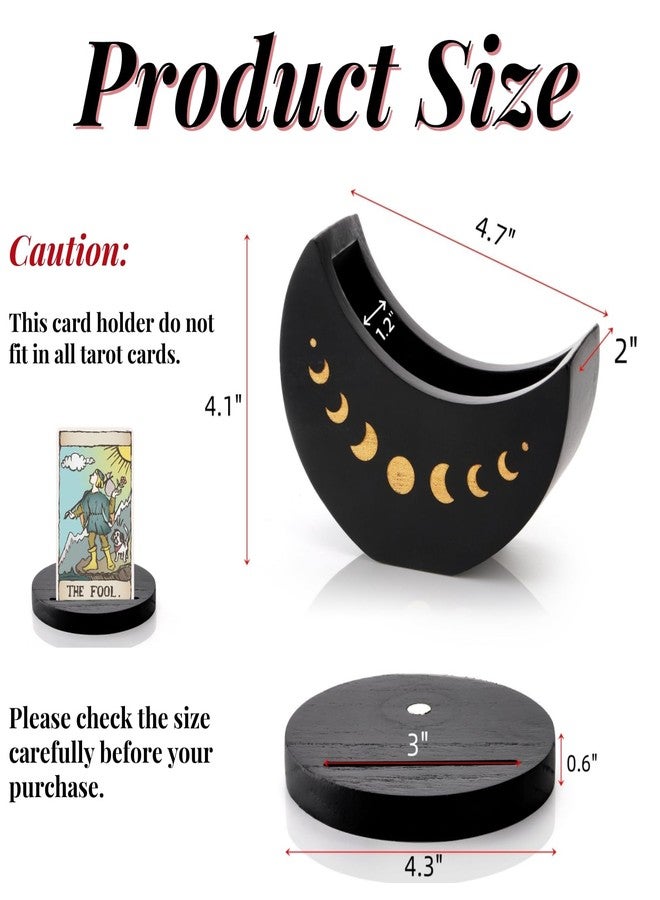 Eorbow Tarot Deck Holder with Moon Shape Case, Wood Tarot Card Display Box Stand, Moon Phase Daily Oracle Card Organizer, Witchcraft Decor Supplies for Crystal Stone Storage - Image 2