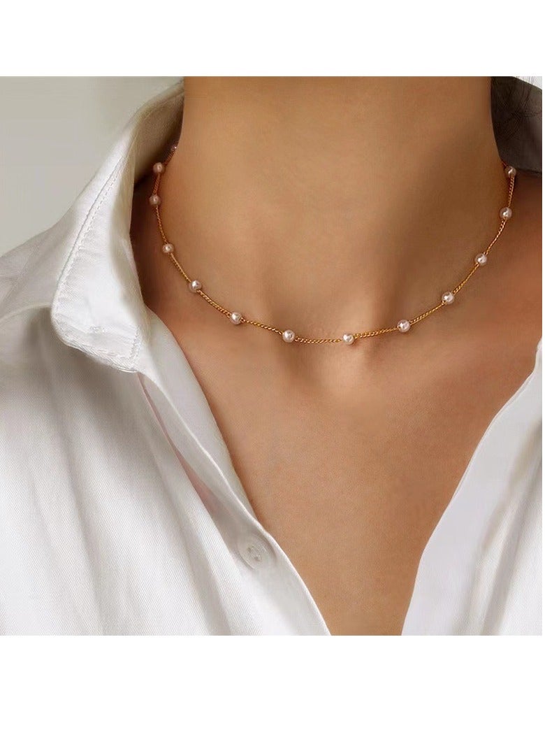 Fashion Temperament New Pearl Necklace Fashion Collarbone Chain Neck Jewellery Women - Image 1