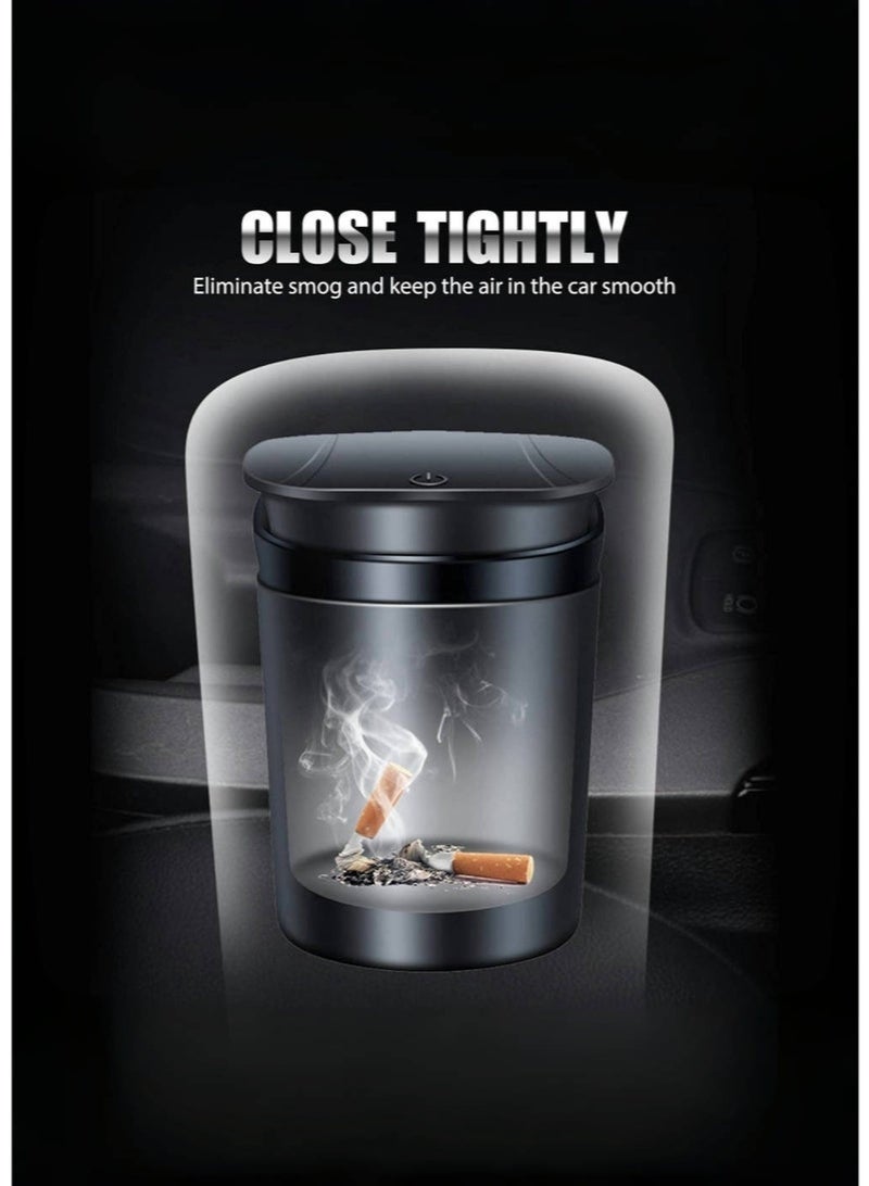 Arabest Car Ashtray with Lid Smell Proof, Smokeless Ashtray, Mini Car Trash Can, Detachable Stainless Steel Ash Tray with Lid and LED Blue Light - Image 2