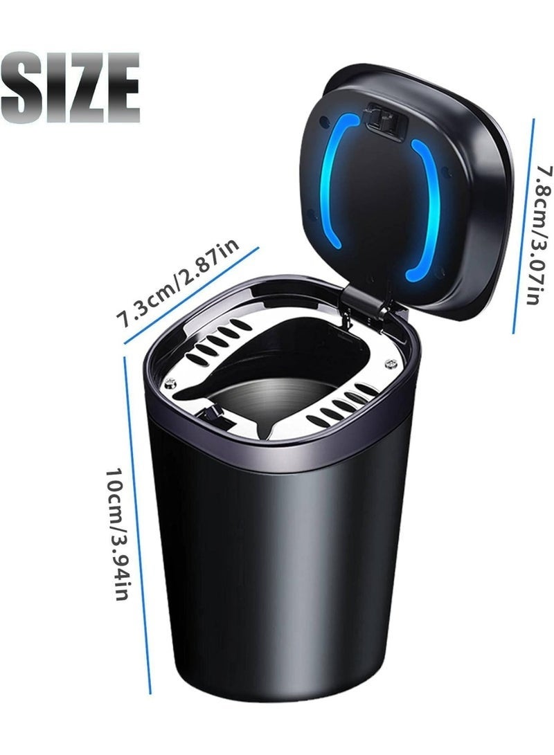 Arabest Car Ashtray with Lid Smell Proof, Smokeless Ashtray, Mini Car Trash Can, Detachable Stainless Steel Ash Tray with Lid and LED Blue Light - Image 3