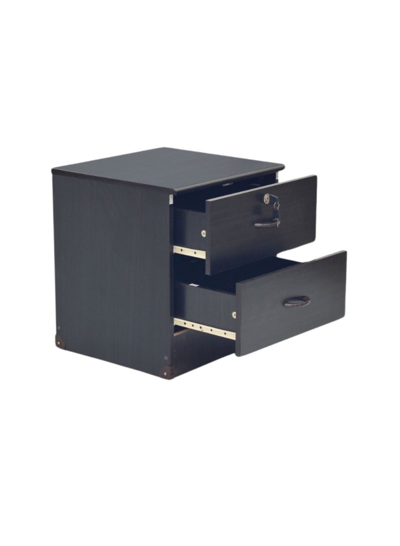 Uzman Home Uzman Home Bedside Table Storage Cabinet With Lockable Drawers for Living Room, Office, Sofa Side Table -CD2 Color Wenge  - Image 2
