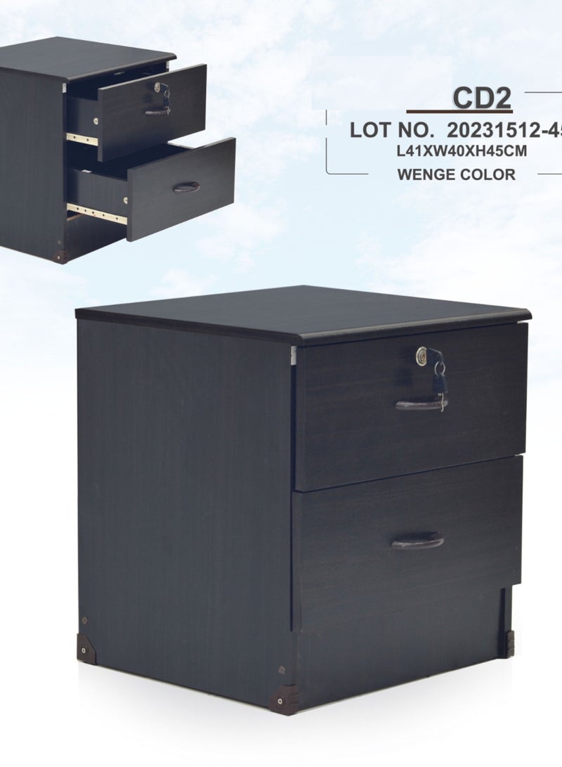 Uzman Home Uzman Home Bedside Table Storage Cabinet With Lockable Drawers for Living Room, Office, Sofa Side Table -CD2 Color Wenge  - Image 3