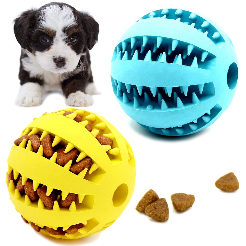 Youngever 2 Pack Dog Ball Toys for Pet Tooth Cleaning Chewing Fetching Treat Ball Food Dispensing Toys Small 2 Inch - Image 2
